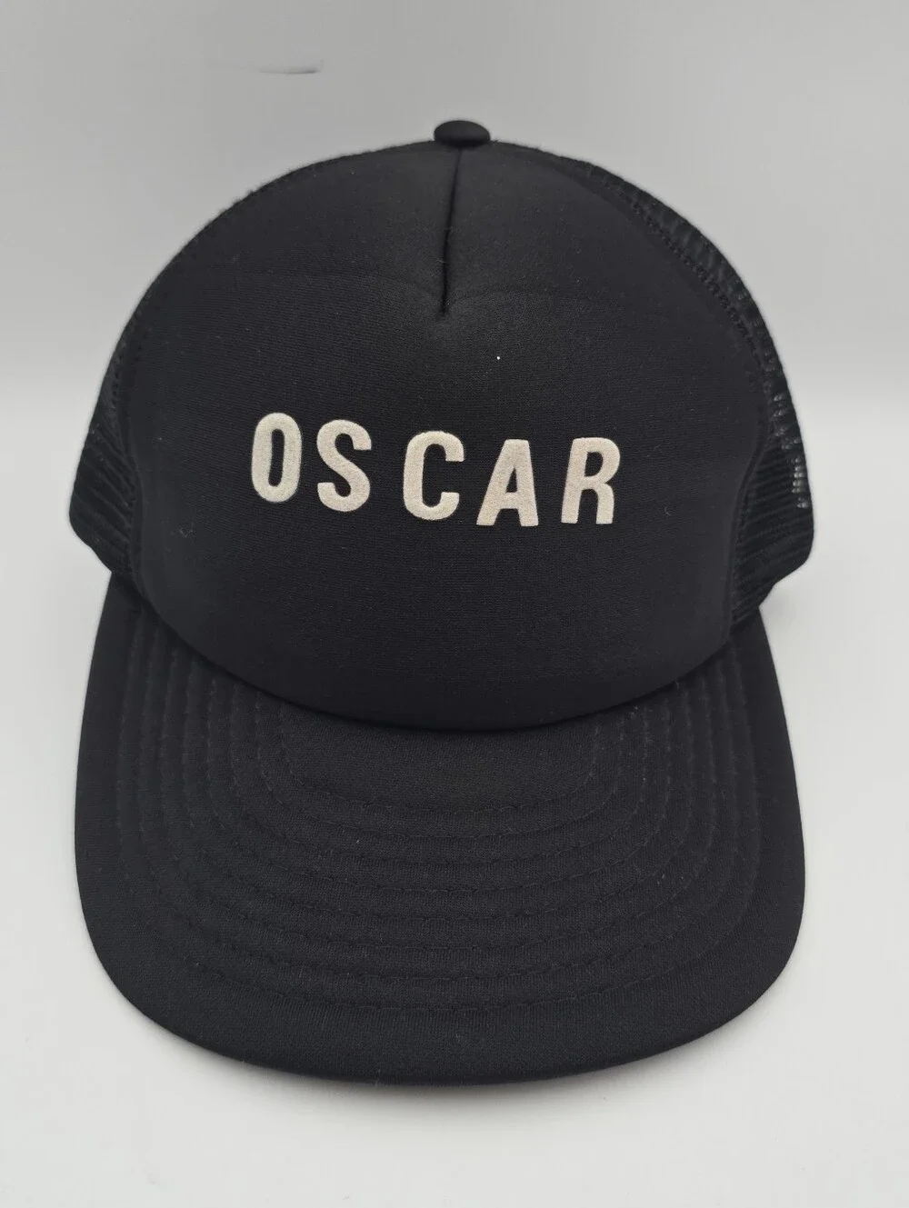 Vintage Sportcap Oscar Print Trucker Black Adjustable Snapback Hat